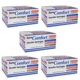 SureComfort U-100 Insulin Syringes 29g 1/2cc 1/2in 100/bx Case of 5 - Total Diabetes Supply
