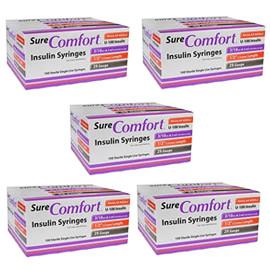 SureComfort U-100 Insulin Syringes 29g 3/10cc 1/2in 100/bx Case of 5 - Total Diabetes Supply
