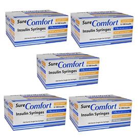 SureComfort U-100 Insulin Syringes 30g 1/2cc 5/16in 100/bx Case of 5 - Total Diabetes Supply
