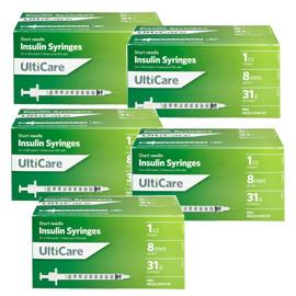 UltiCare Ulti-Fine II U-100 Insulin Syringes Short Needle 31g 1cc 5/16in 100/bx Case of 5 - Total Diabetes Supply
