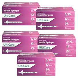 UltiCare Ulti-Fine U-100 Insulin Syringes 29g 3/10cc 1/2in 100/bx Case of 5 - Total Diabetes Supply
