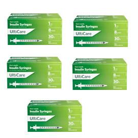 UltiCare Ulti-Thin II U-100 Insulin Syringes Short Needle 30g 1cc 5/16in 100/bx Case of 5 - Total Diabetes Supply
