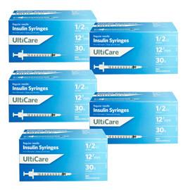 UltiCare Ulti-Fine U-100 Insulin Syringes 30g 1/2cc 1/2in 100/bx Case of 5 - Total Diabetes Supply
