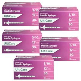 UltiCare Ulti-Fine U-100 Insulin Syringes 30g 3/10cc 1/2in 100/bx Case of 5 - Total Diabetes Supply
