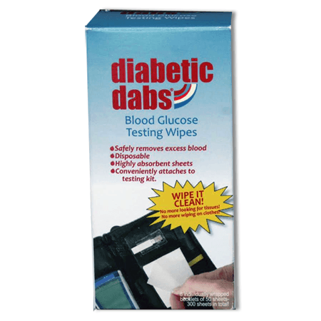 Diabetic Dabs Blood Glucose Testing Wipes - 6/pack (300 sheets)