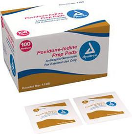 Dynarex Povidone Iodine Prep Pad, Medium - One box of 100 each - Total Diabetes Supply
