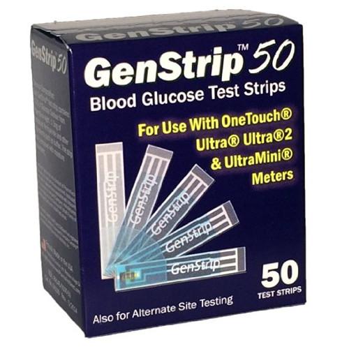 GenStrip50 Test Strips for Use with OneTouch Ultra, Ultra 2, and UltraMini Meters - 50 ct.