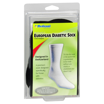 Medicool Inc European Diabetic Comfort Socks - Black