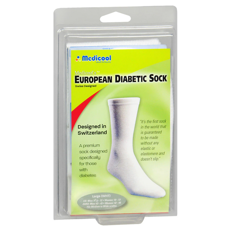 Medicool Inc European Diabetic Comfort Socks - White