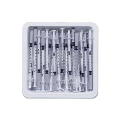 Bd Allergist Tray, Permanently Attached Needle, 1/2ml, 27g X3/8", Intradrml Bevel - 25/Tray