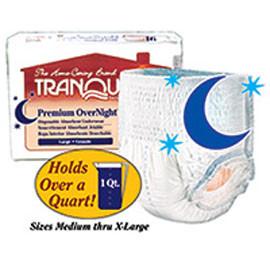 Tranquility Premium OverNight Disposable Absorbent Underwear, 34 oz Fluid Capacity, Latex-Free, XL (48"- 66", 210 lb) - One pkg of 14 each - Total Diabetes Supply

