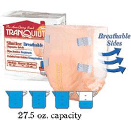 Tranquility SlimLine Breathable Brief, 20-2/5 oz Fluid Capacity, Latex-Free, Medium, 32" to 44" Waist/Hip - One pkg of 12 each - Total Diabetes Supply
