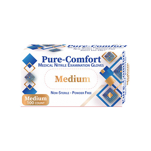 Pure-Comfort Medical Nitrile Exam Gloves - Medium - 100/bx