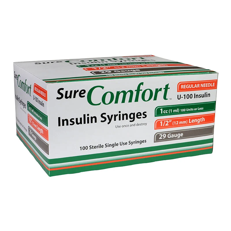 SureComfort U-100 Insulin Syringes - 29G 1cc 1/2" - BX 100
