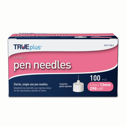 TRUEplus Pen Needles 29G x 12mm (1/2") - 100/bx