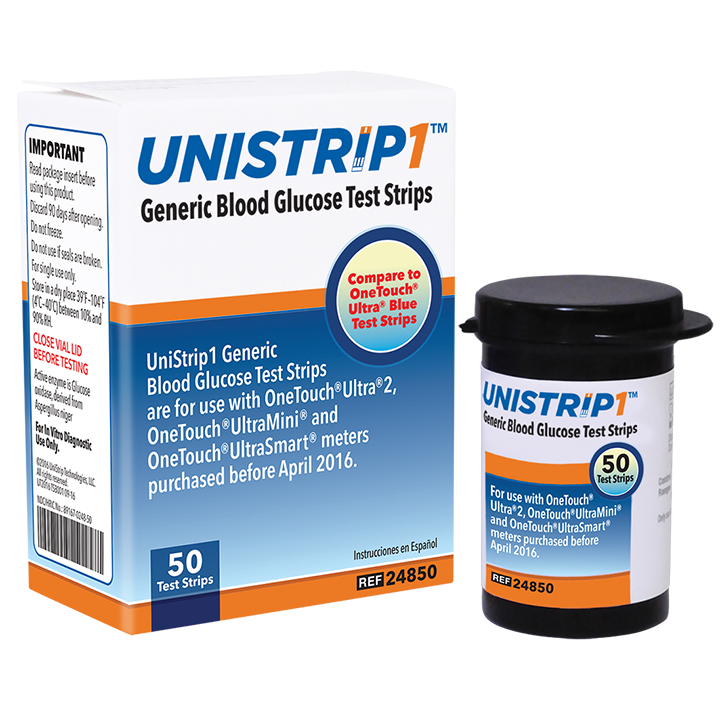 UniStrip Glucose Test Strips - 50ct - Compatible with OneTouch Ultra Meters